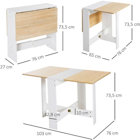 Homcom Klapptisch Esstisch Mit Klappbarer Arbeitsplatte Schreibtisch