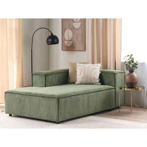 Chaise Longue Moderna Patas Negras Tapicer A De Pana Derecho Verde Aprica