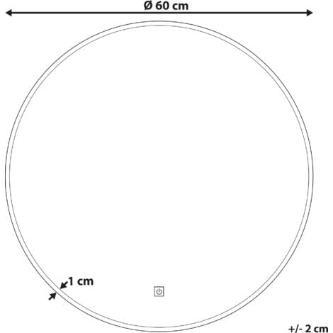 Espejo De Pared Plateado Con Luz LED Redondo 60 Cm Sistema Anti Vaho Callac