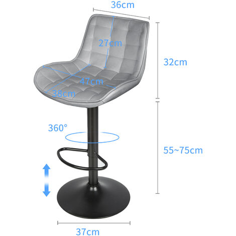 Hofuton Lot De Tabouret De Bar R Glable En Hauteur Chaise Haute Pour