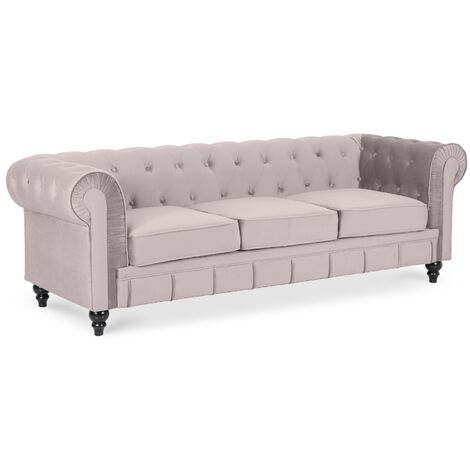 Canape Chesterfield Velours Places Altesse Taupe