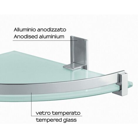 Angoliera Doccia Portaoggetti In Alluminio E Vetro Temperato Calatea