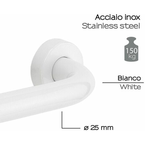 Maniglia Disabili Bagno 30Cm In Acciaio Inox Bianco