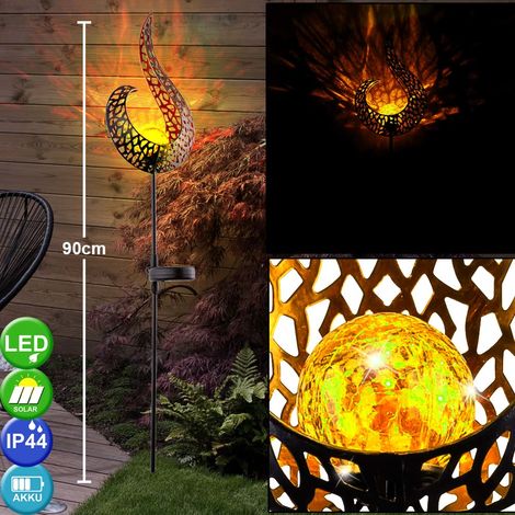 Er Set Led Solar Au En Lampen Garten Steck Strahler Flammen Optik Hof