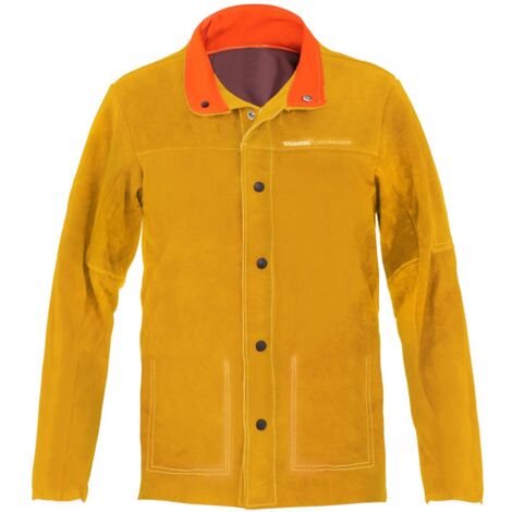 Chaqueta De Soldador De Cuero Vacuno Amarilla Talla Xl