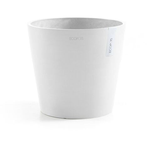 ECOPOTS Pot Rond Amsterdam 25 Blanc Pur Ø 25 4 x H 24 5 cm 9 7 L