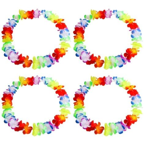 50 X Hawaiian Lei Garlands Rainbow Coloured Hula Luau Leis