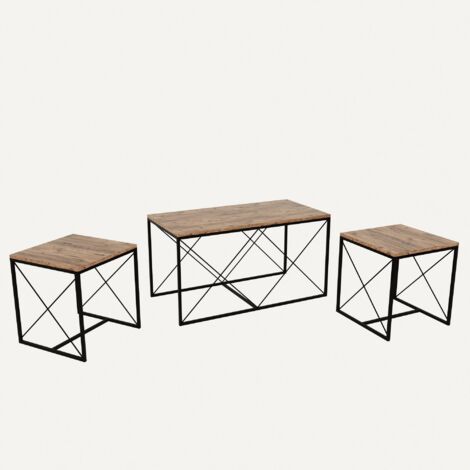 Set De Tables Basses Gigognes Style Industriel Langkawa M Tal Noir Et