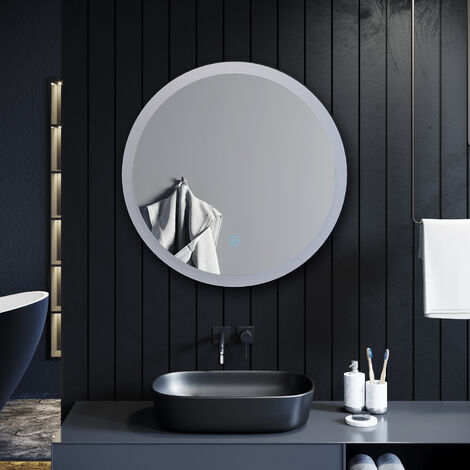 Elegant Acrylic Bathroom Mirror Modern Round Illuminated Led Mirror