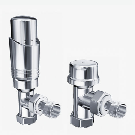 ELEGANT Chrome Angled Thermostatic Radiator Valve Pack