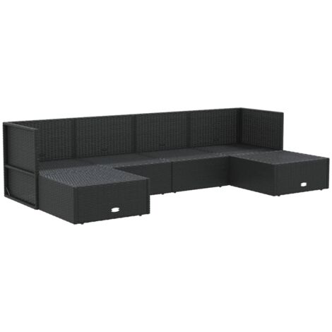 VidaXL Set Mobili Da Giardino 6 Pz Con Cuscini In Polyrattan Nero