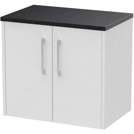 Hudson Reed Juno Wall Hung Door Vanity Unit With Sparkling Black