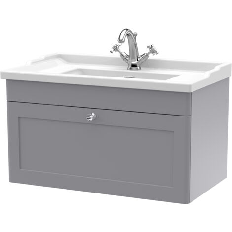 Nuie Classique Wall Hung Drawer Vanity Unit With Traditional Basin