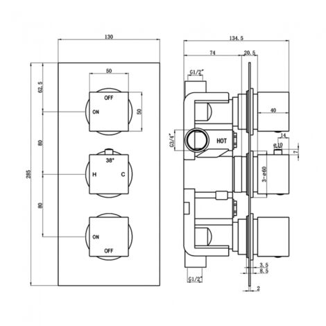 Signature Advance Thermostatic 2 Outlet Concealed Shower Valve Triple