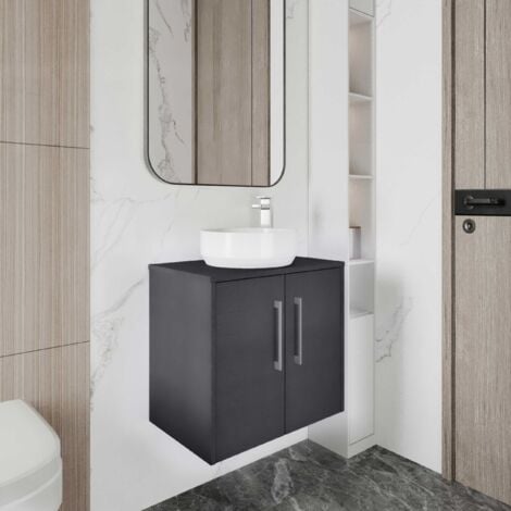 Hudson Reed Juno Wall Hung Door Vanity Unit With Sparkling Black