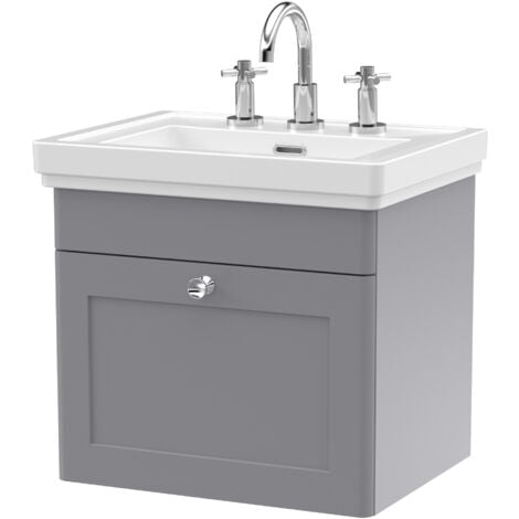 Nuie Classique Wall Hung 1 Drawer Vanity Unit With Basin 500mm Wide