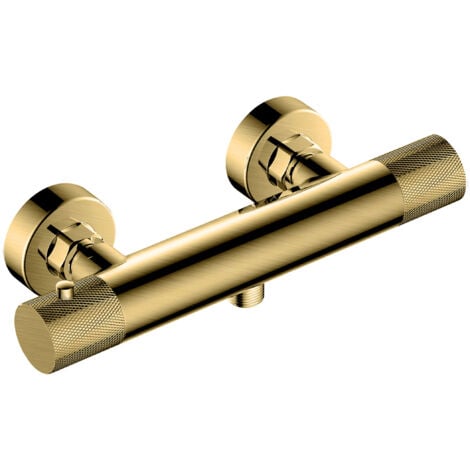 RAK Amalfi Thermostatic Bar Shower Valve Bottom Outlet Brushed Gold