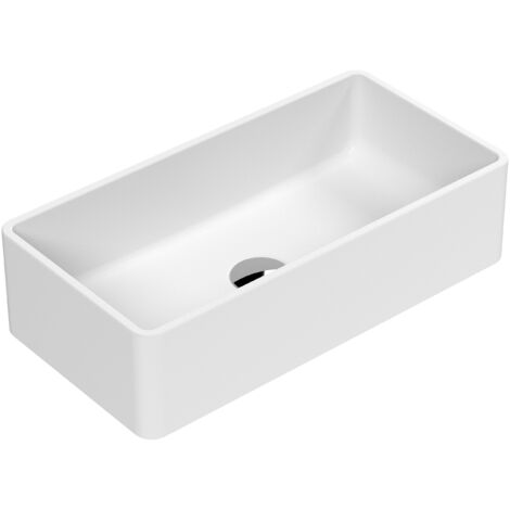 Nuie Vessel Rectangular Sit On Countertop Basin Mm Wide Matt White