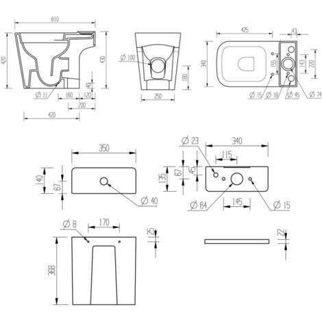 Signature Poseidon Rimless Open Back Close Coupled Toilet With Push