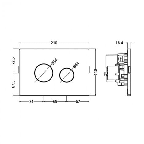 Nuie Pneumatic Dual Flush Plate Matt Black