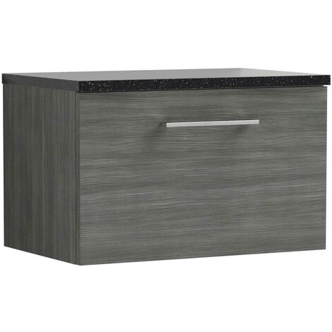 Nuie Arno Wall Hung Drawer Vanity Unit With Sparkling Black Worktop