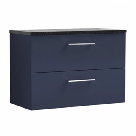 Nuie Arno Wall Hung Drawer Vanity Unit With Sparkling Black Worktop