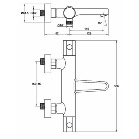 Jtp Hugo Thermostatic Bath Shower Mixer Tap Without Kit Wall Mounted