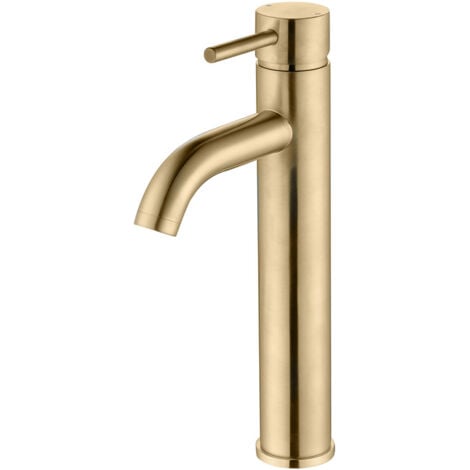 Signature Sail Mono Tall Basin Mixer Tap Single Handle Brushed Brass