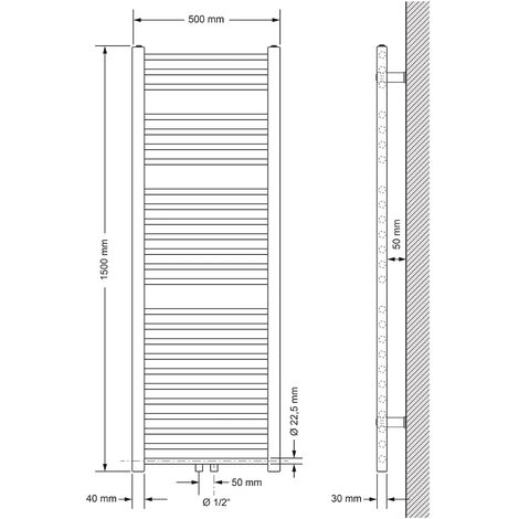 Ecd Germany Radiateur Salle De Bain X Mm Anthracite Droite