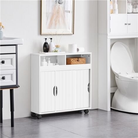 Yaheetech Slim Bathroom Storage Cabinet Floor Cupboard With Open Shelf