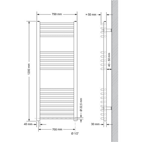 LuxeBath Radiador Toallero Eléctrico de Baño Diseño Sahara 750 x 1200