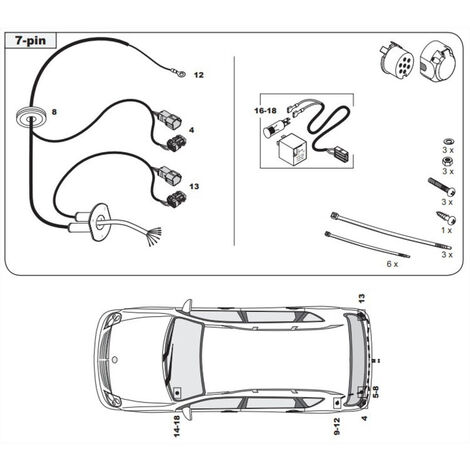 FAISCEAU SPECIFIQUE 7 BROCHES POUR SSANG YONG REXTON PHASES 1 2 3 04