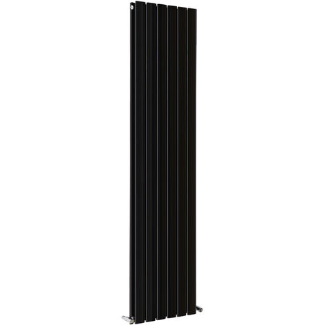 Modern Vertical Column Designer Radiator Black X Flat Double