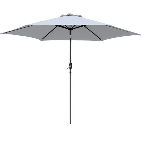 M Round Parasol Umbrella Patio Garden Sun Shade Aluminium Crank Tilt