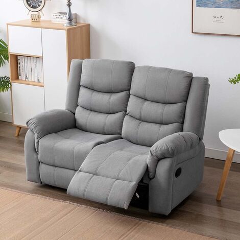 Seattle Manual Fabric Recliner Suite Sofa Armchair Set Grey Seater