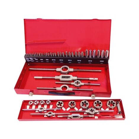 KING TONY Jeu de tarauds filières porte outils 54pcs