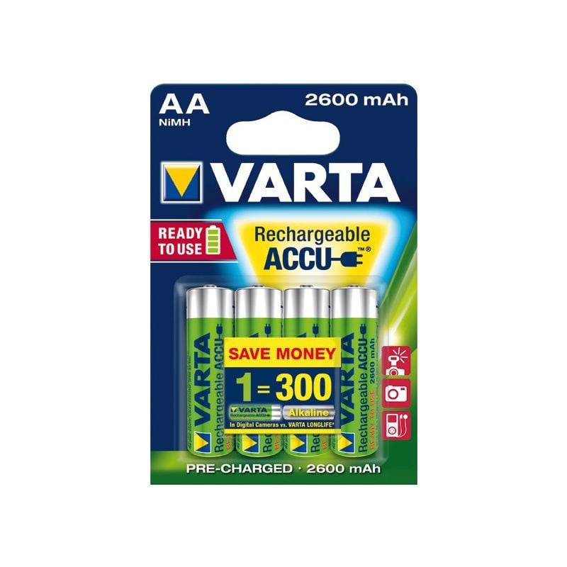 Pila Recargable Varta 5716 LR HR 06 AA Blister 4 Unidades