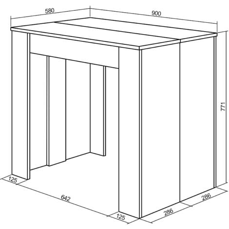 Skraut Home Table console extensible jusqu à 3 mètres 75 x 90 x 50