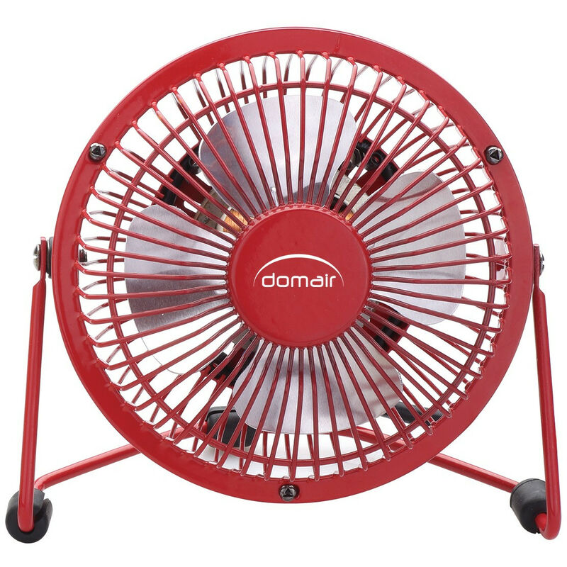 Domair Ventilateur De Table Usb Rouge Avec Adaptateur Secteur