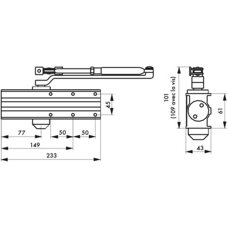 THIRARD Ferme porte hydraulique design réversible noir avec bras