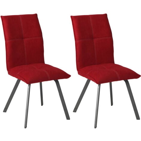 Bispo Lot De Chaises Tissu Coloris Rouge