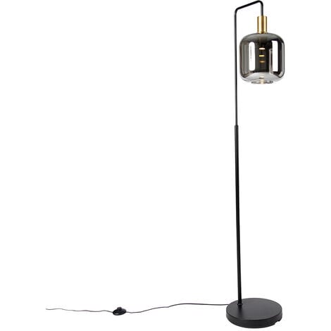 Floor Lamp Black With Gold And Smoke Glass Incl Pucc Zuzanna