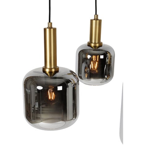 Hanging Lamp Black With Gold And Smoke Glass Oval 5 Light Zuzanna