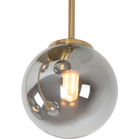 Modern Ceiling Lamp Gold Light With Smoke Glass Athens