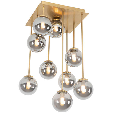 Modern Ceiling Lamp Gold Lights With Smoke Glass Athens