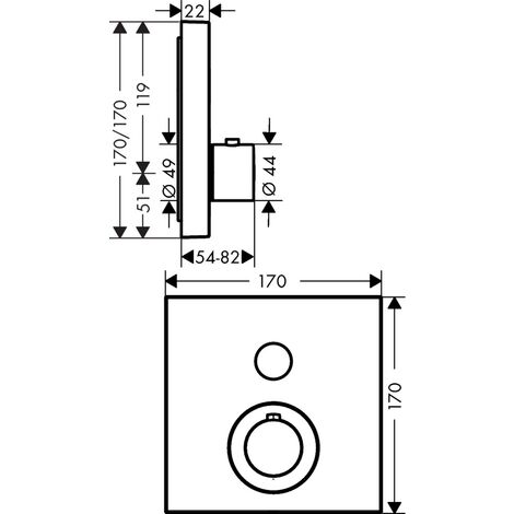 AXOR ShowerSelect Thermostat Unterputz eckig für 1 Verbraucher Brushed