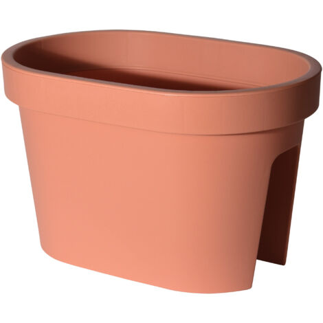 Balkon Geländer Blumentopf oval terracotta 40 cm Geländer