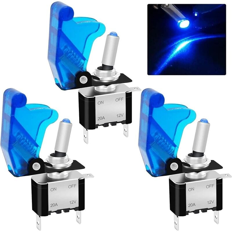 Interruptor basculante automático SPST de 3 piezas 12V 20A para coche de carreras, resistente, encendido / apagado, LED azul, 3 pines, con cubierta
Interruptor basculante automático SPST de 3 piezas 12V 20A para coche de carreras, resistente, encendido / apagado, LED azul, 3 pines, con cubierta