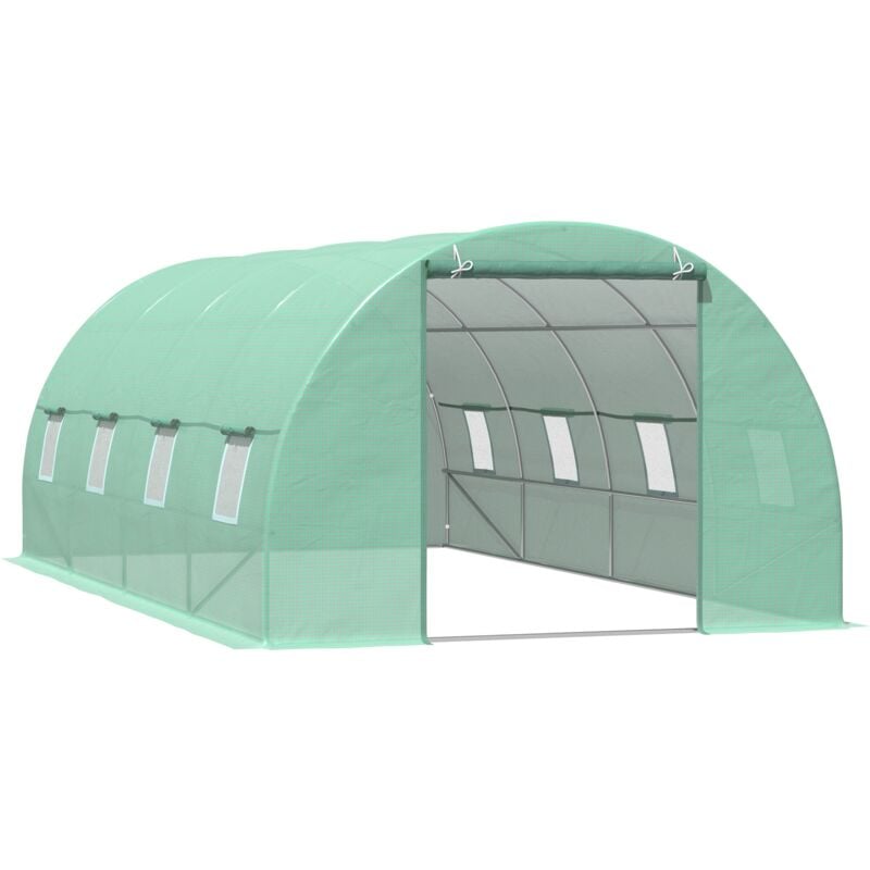 Outsunny - Invernadero de Túnel 600x300x200 cm con Puerta Enrollable 8 Ventanas Cubierta PE 140g/m² y Tubo de Acero para Cultivos Plantas Verduras
Outsunny - Invernadero de Túnel 600x300x200 cm con Puerta Enrollable 8 Ventanas Cubierta PE 140g/m² y Tubo de Acero para Cultivos Plantas Verduras