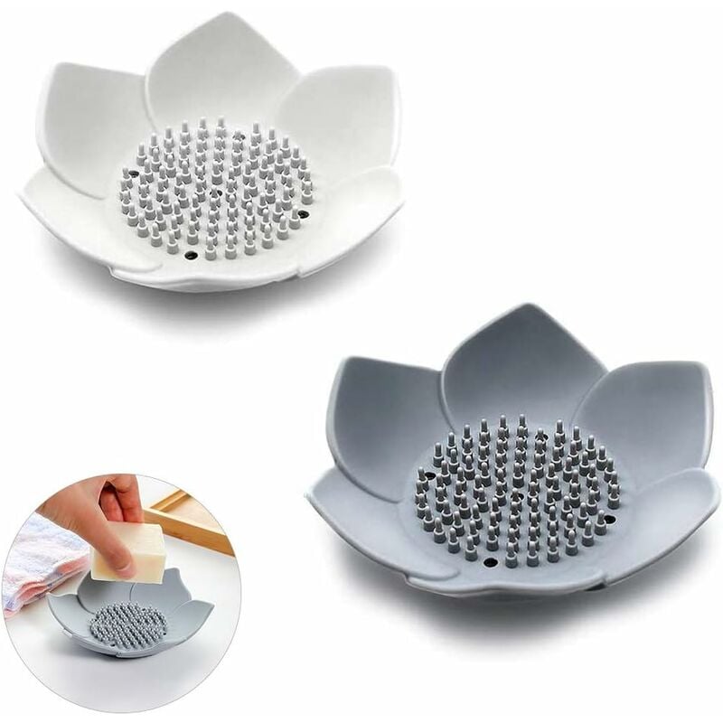 Abcrital - Jabonera de silicona, jabonera en forma de pétalo con orificios de drenaje, bandeja para plato de jabón de cocina, ducha de baño, bandeja 
Abcrital - Jabonera de silicona, jabonera en forma de pétalo con orificios de drenaje, bandeja para plato de jabón de cocina, ducha de baño, bandeja
